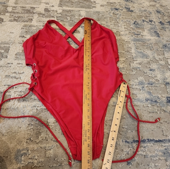 NWT City Chic CCX Red Lace up one piece swimsuit. Women's plus size 20. - Picture 14 of 16